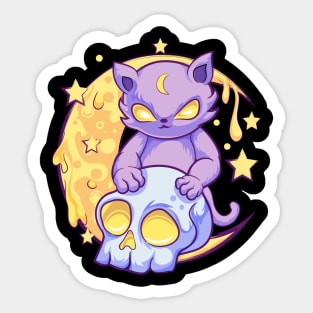 Kawaii pastel Goth Witchy Cat Sticker